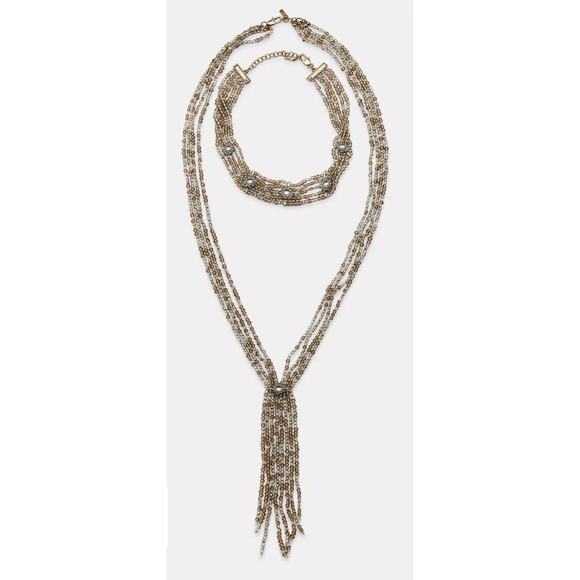 Zara chocker and long beaded necklace set - Picture 1 of 4